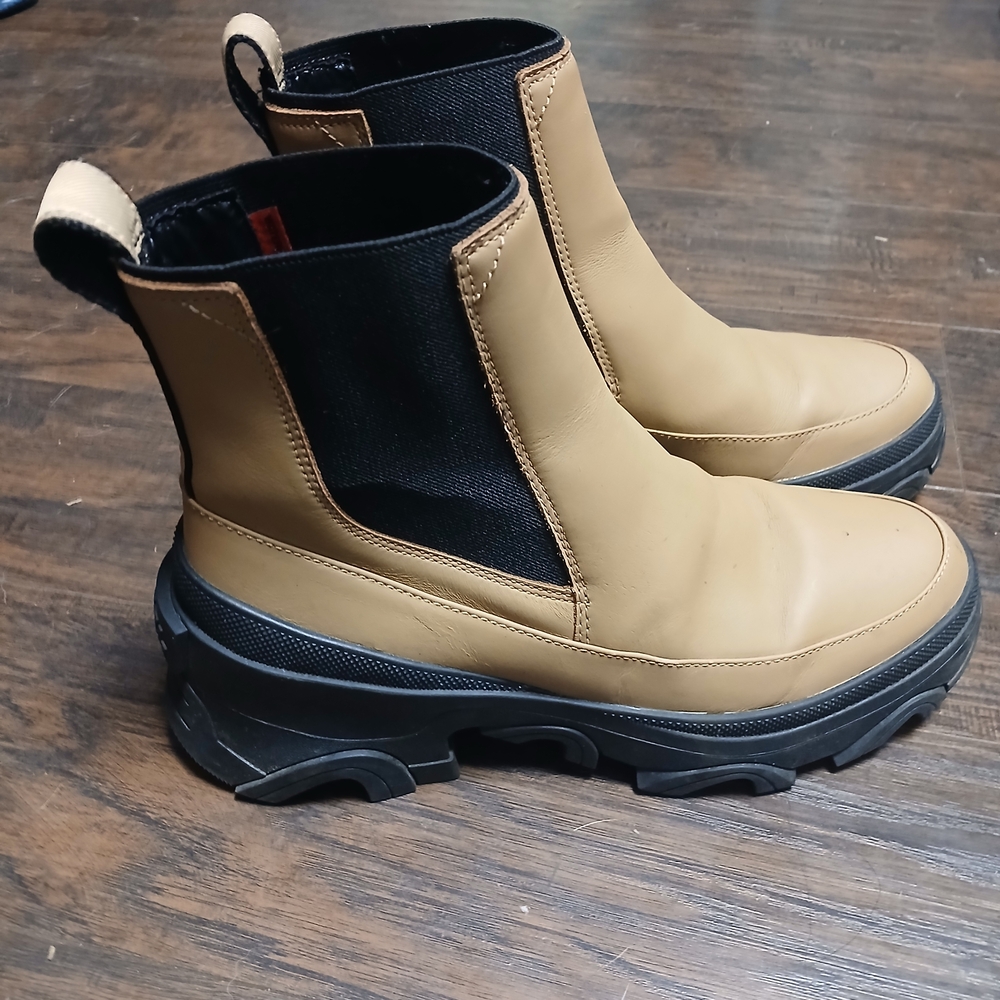 Sorel Tan and Black Chelsea Ankle Boots
